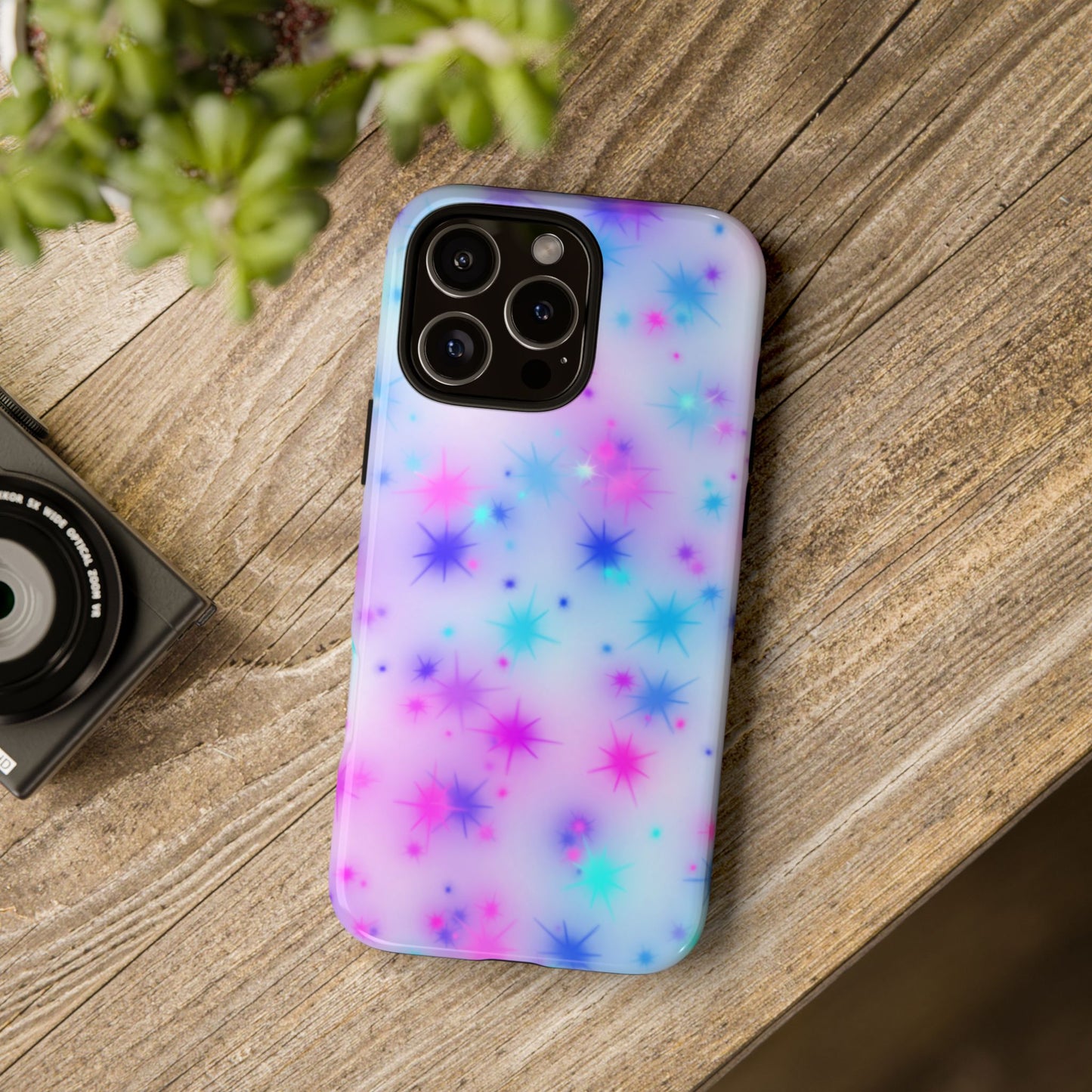 Galaxy Starburst Tough Phone Case — Pastel Pink & Blue Sparkle Protective Cover