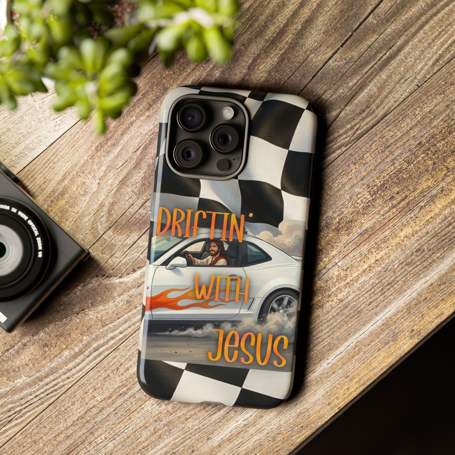 Phone Case — "Driftin' with Jesus" Racing Flag Design- iPhone