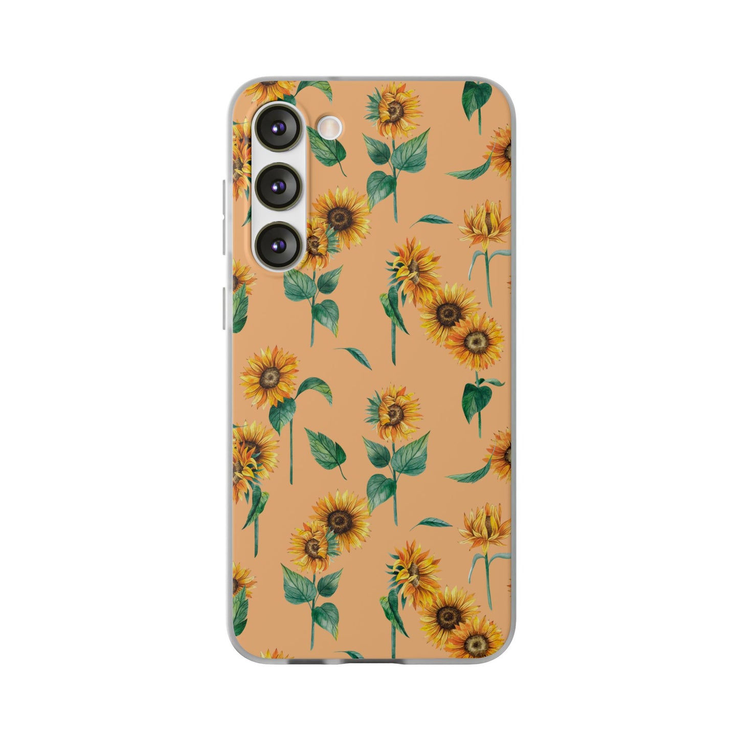 Sunflower Pattern Phone Case — Floral Peach Slim Flexi Case