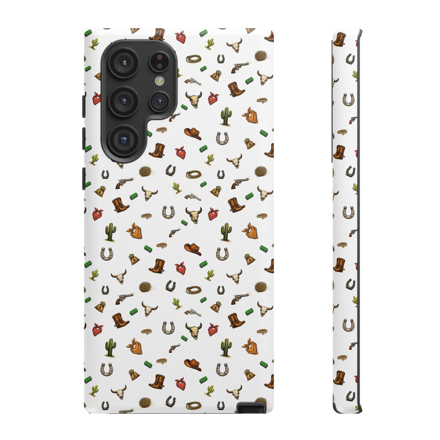 Western Pattern Phone Case — Cowboy Boots, Hats, Horseshoes & Cactus Tough Case