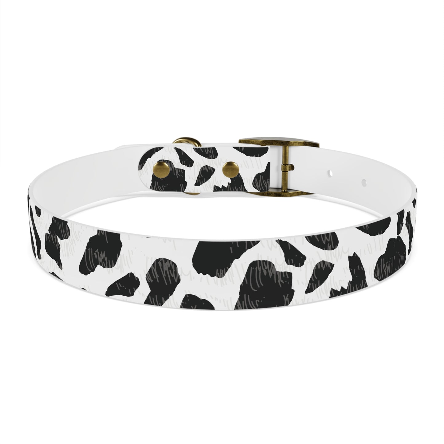 Cow Print Dog Collar — Black & White Spot Pattern