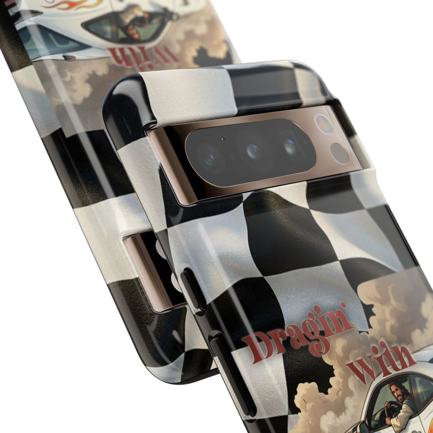 Phone Case — "Dragin' With Jesus" Racing Checkered flag - Samsung / Google phones