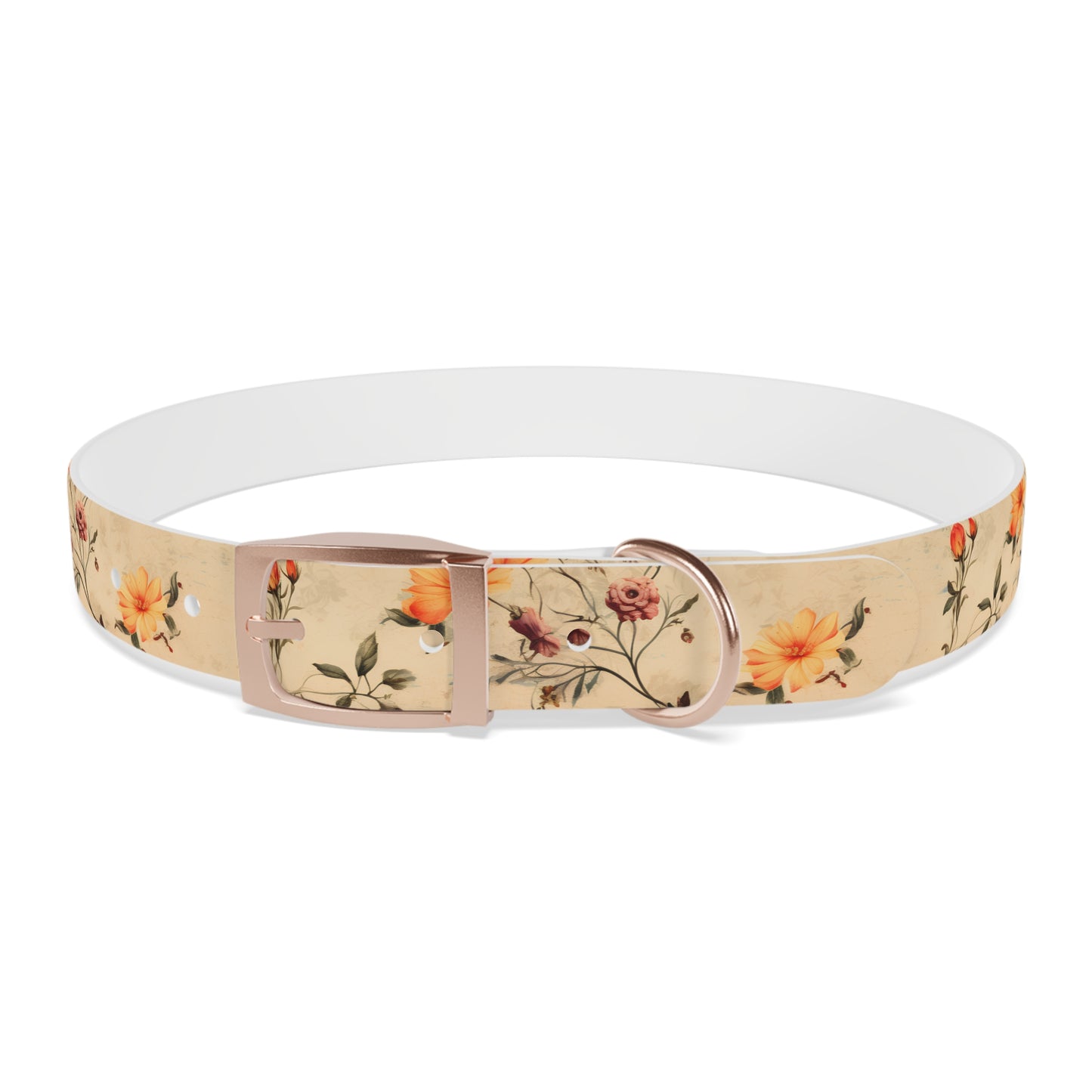 Floral Vintage Dog Collar – Peach Rose Print Pet Collar