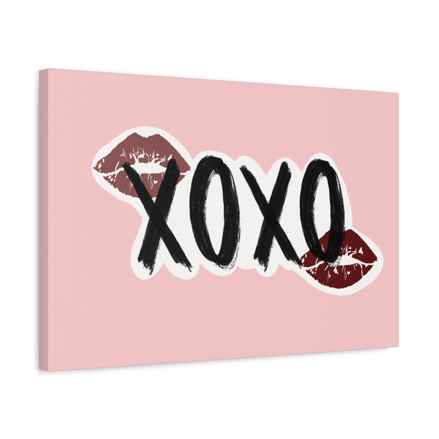 XOXO Kiss Wall Canvas — Pink Romantic Home Décor for Valentine’s Day