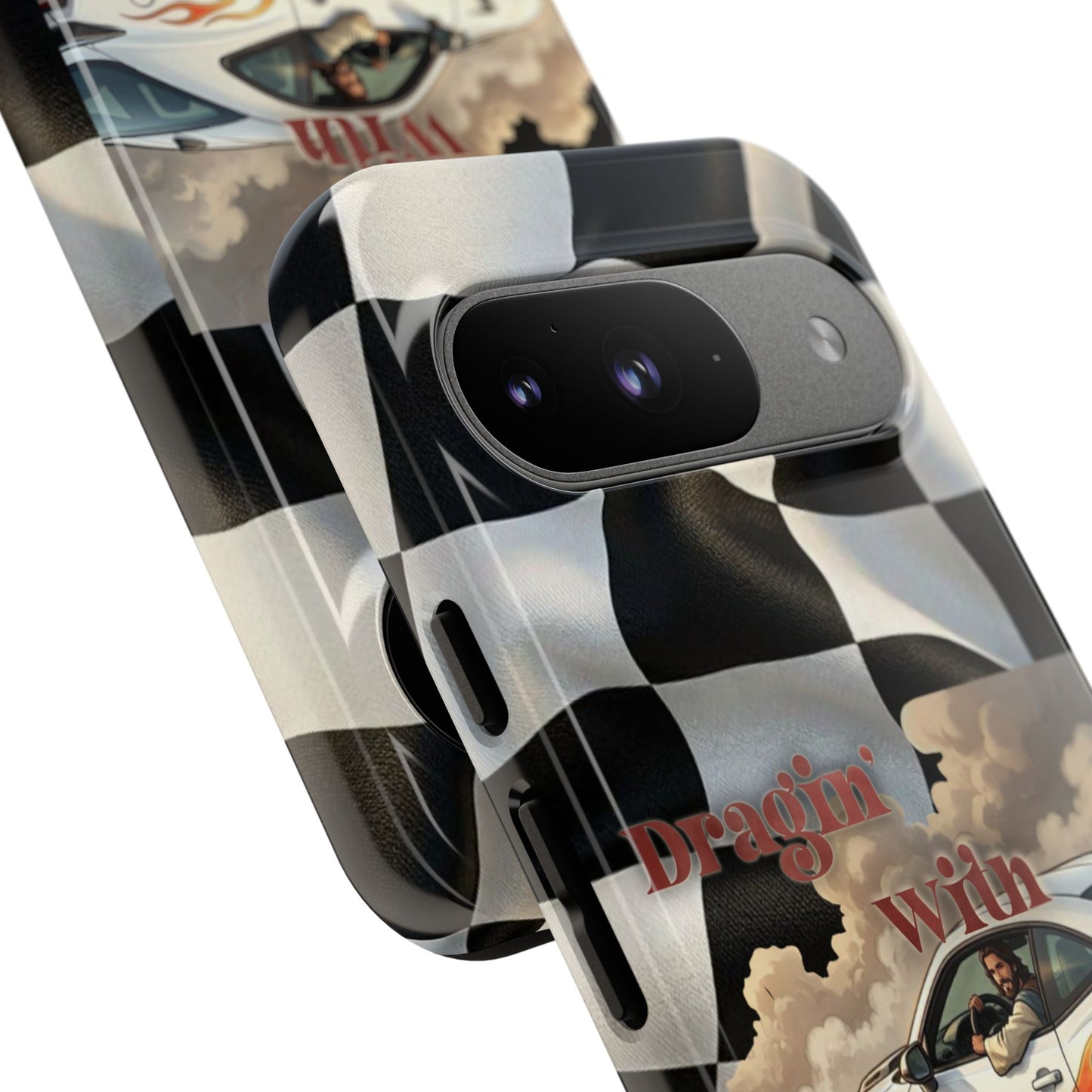 Phone Case — "Dragin' With Jesus" Racing Checkered flag - Samsung / Google phones