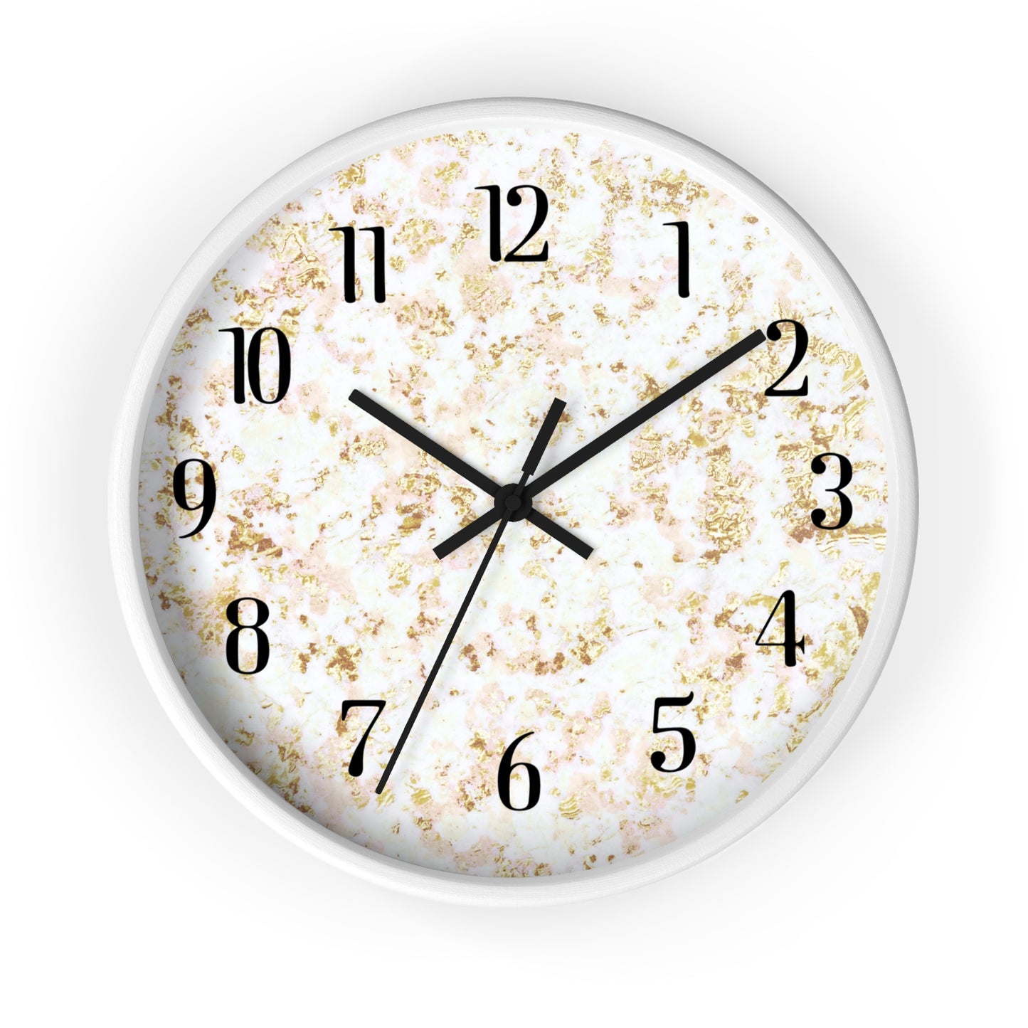 Marble Texture Wall Clock — Modern Gold & White Decorative Clock