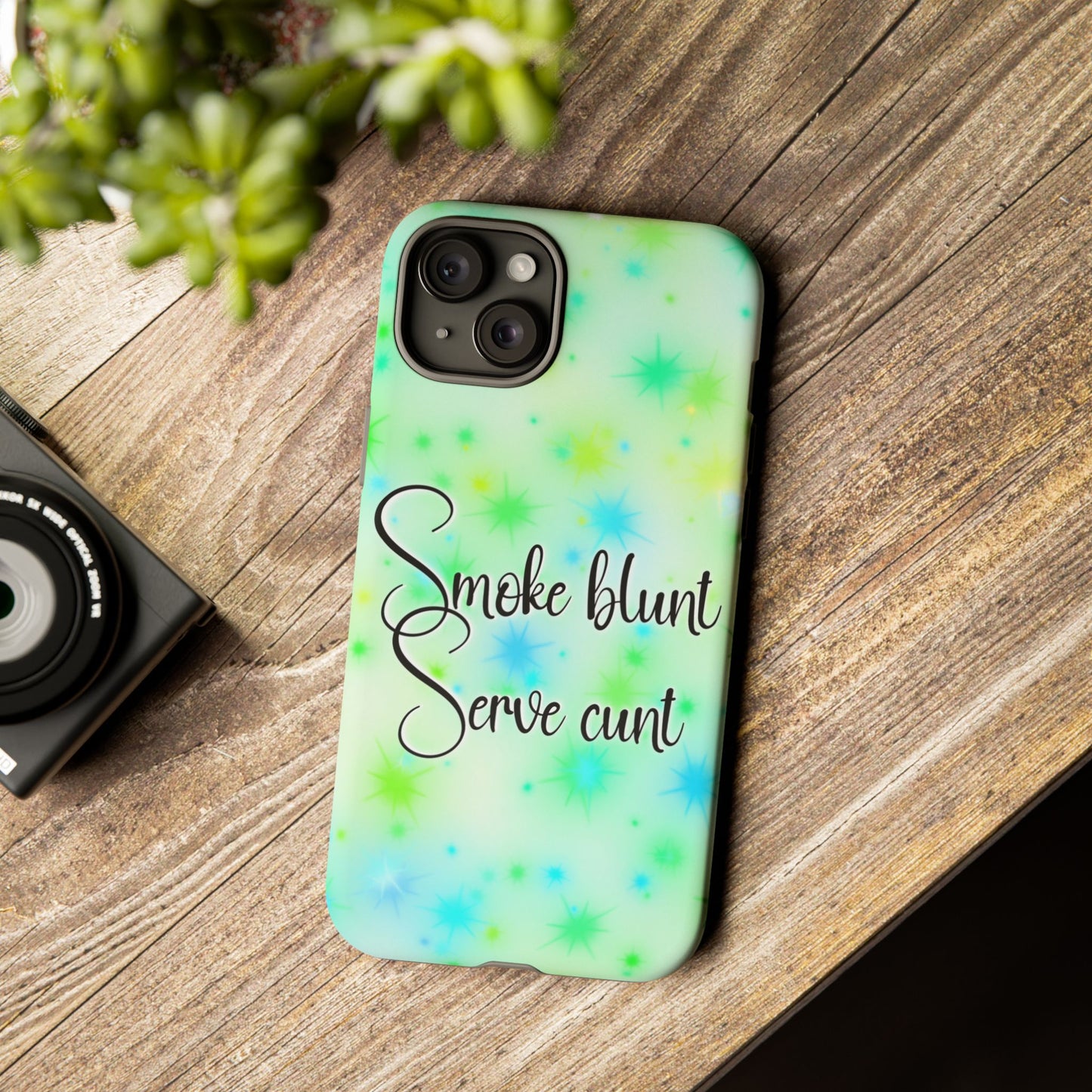 Phone Case — "Smoke blunt, Serve cunt" Green Starburst Tough Case