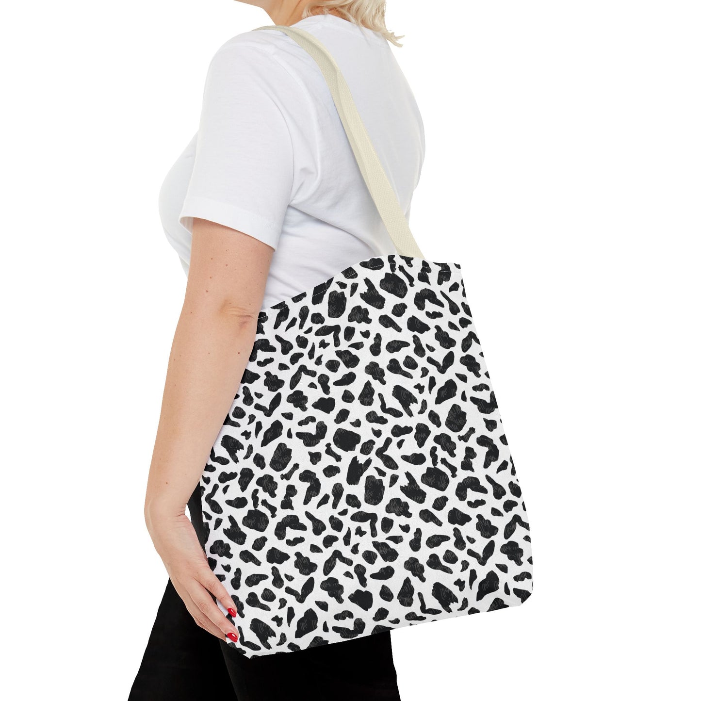 Cow Print Tote Bag – Black & White AOP Canvas Tote