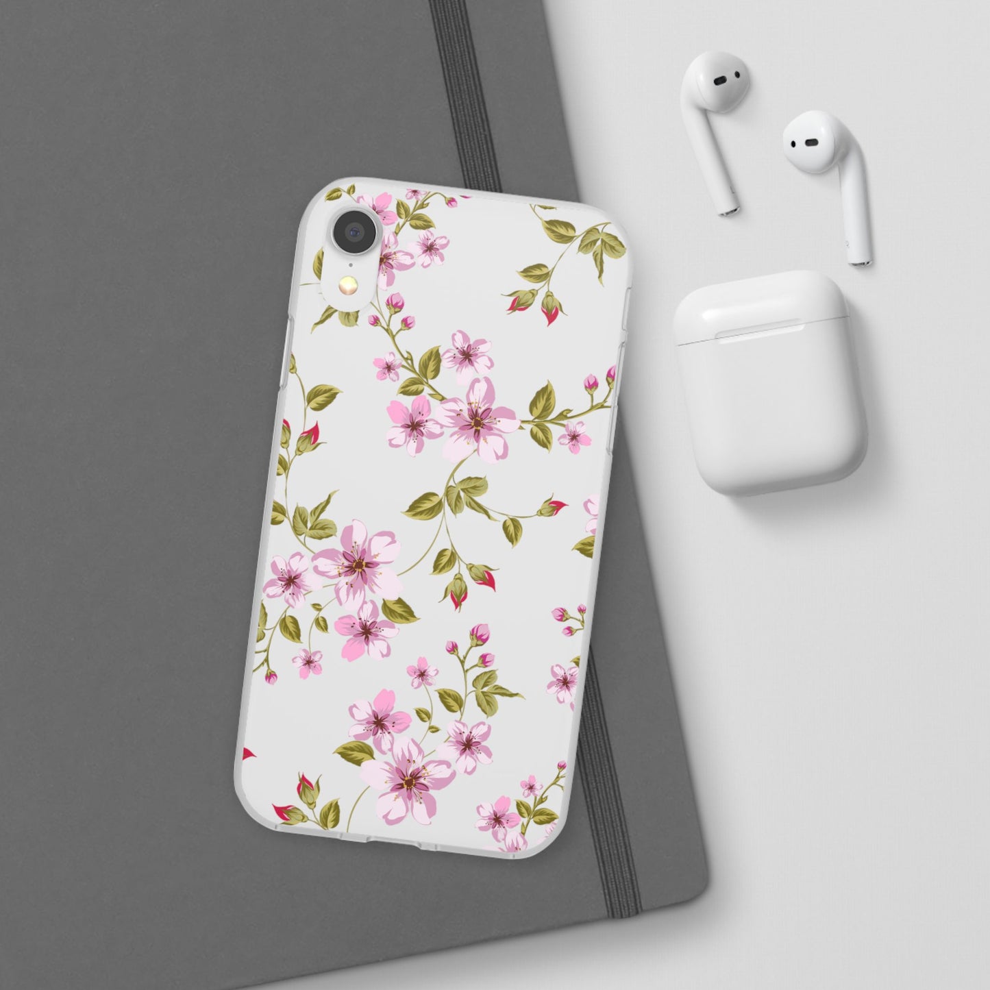 Floral Pink Blossom Flexi Case — Slim Protective Phone Case with Watercolor Cherry Blossom Design