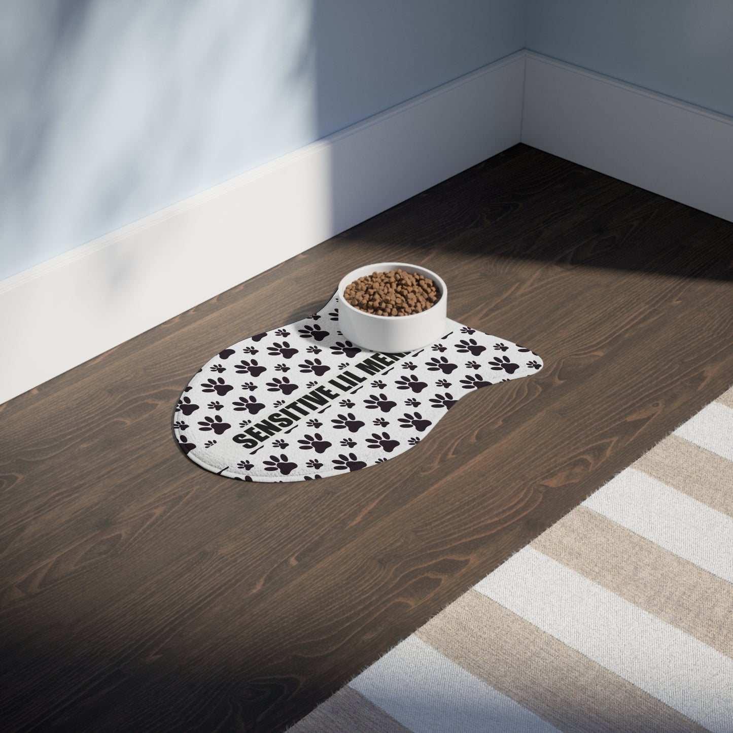 Sensitive Lil Menace Pet Feeding Mat — Paw Print Non-Slip Dog & Cat Placemat