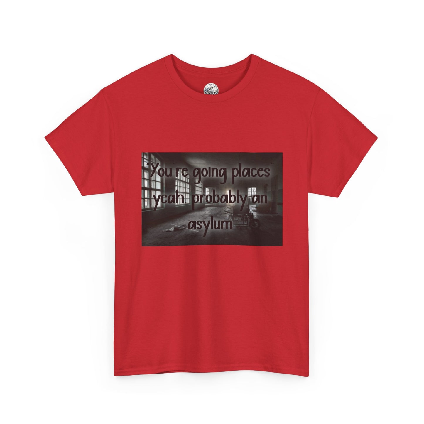 Dark Asylum Photo Tee — "You're Going Places, Yeah Probably the Asylum"