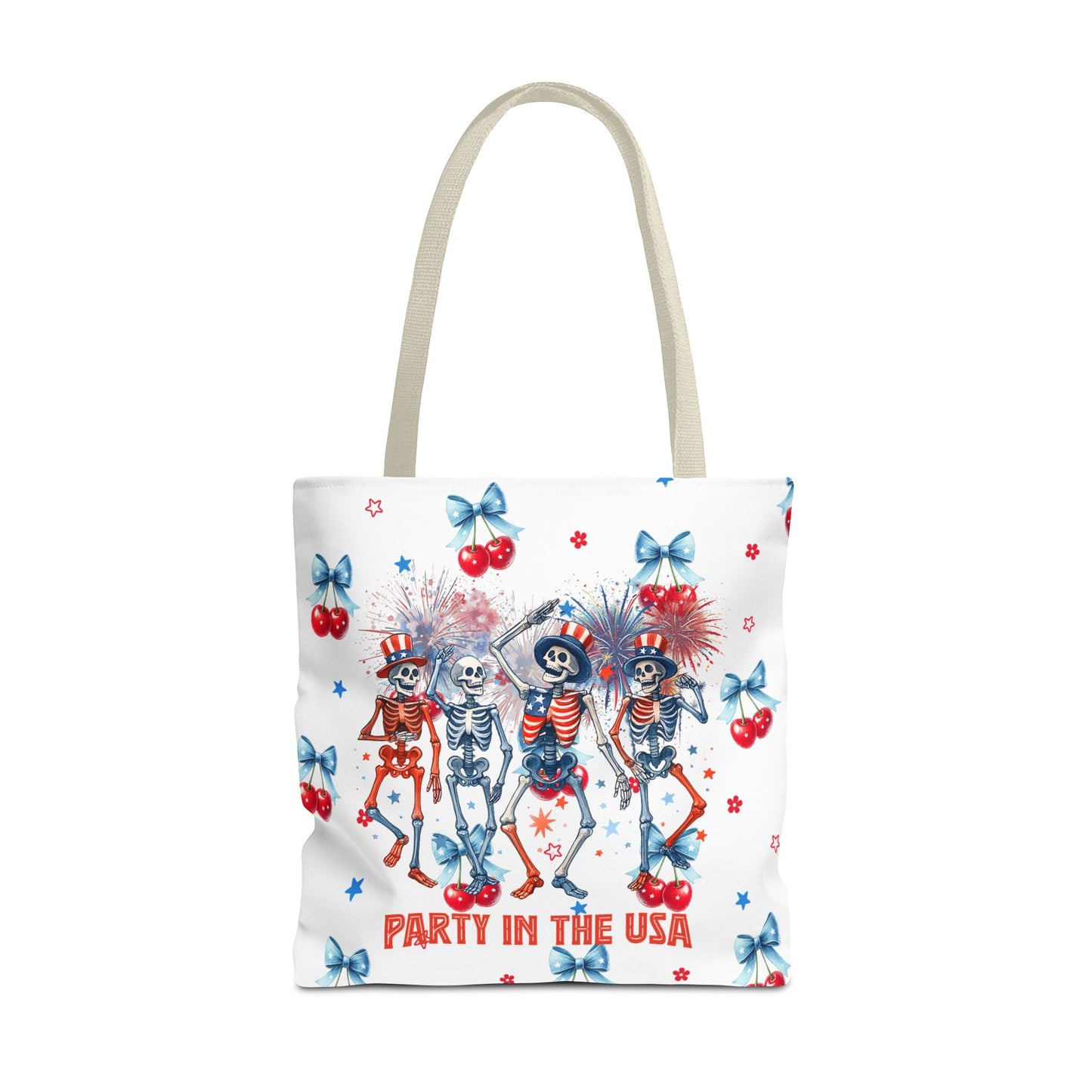 Patriotic Skeletons Tote Bag — "Party in the USA" 4th of July All-Over Print