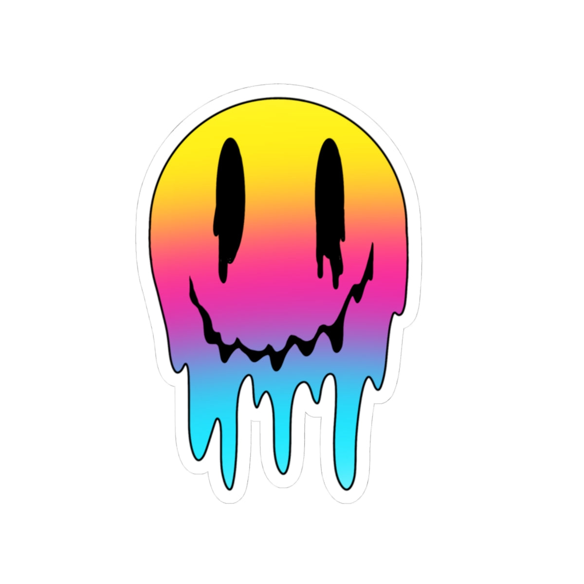 Dripping Rainbow Smiley Sticker — Melted Grunge Laptop Decal