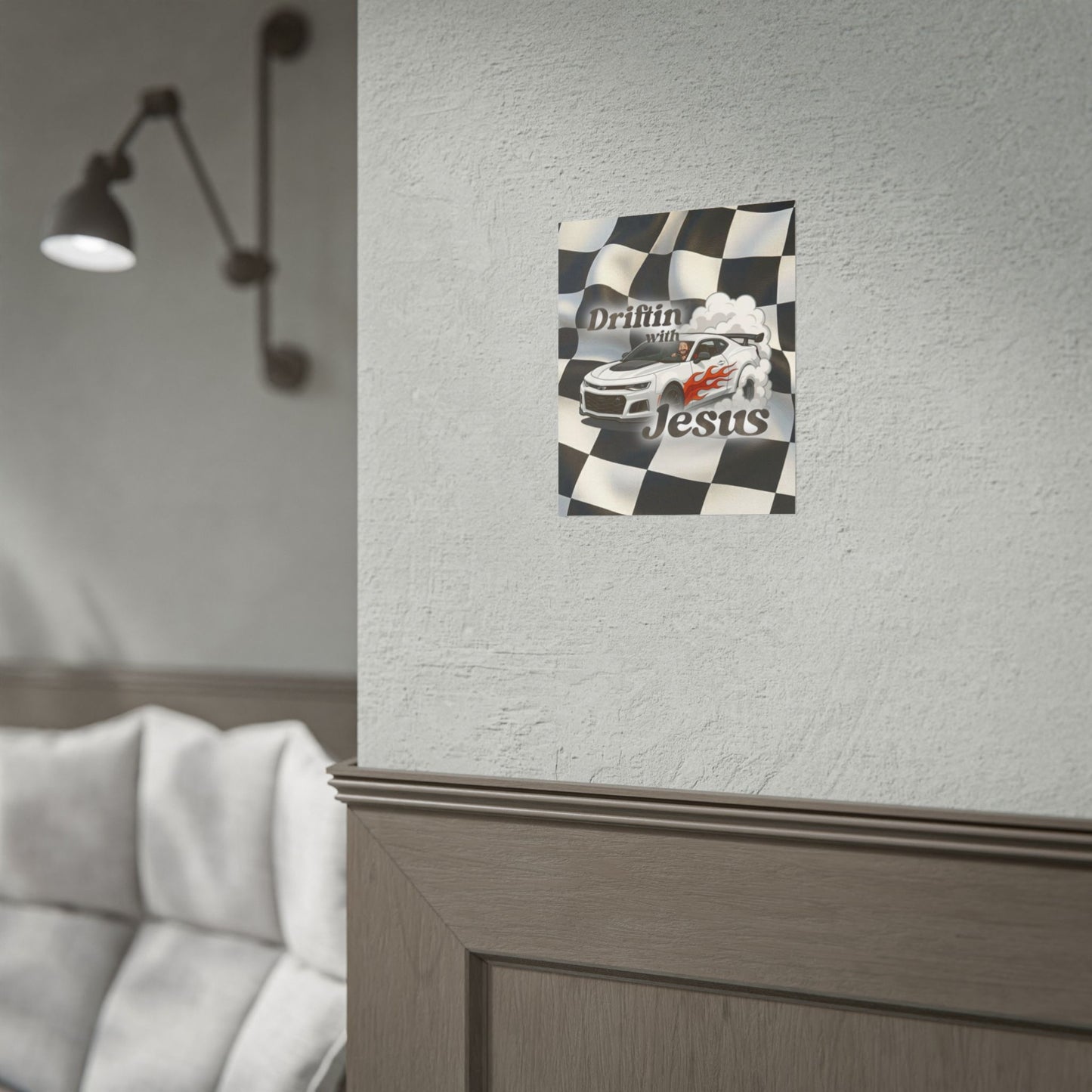 Rolled Poster — "Driftin' with Jesus" Racing Car Wall Art