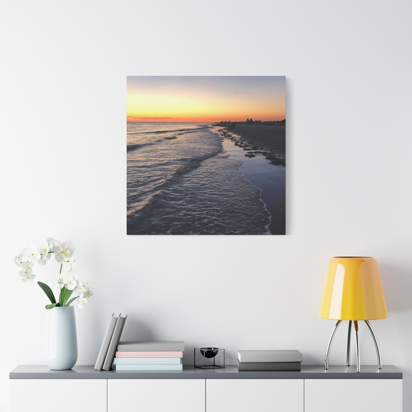 Sunset Beach Canvas Print — Coastal Wall Art for Living Room & Bedroom