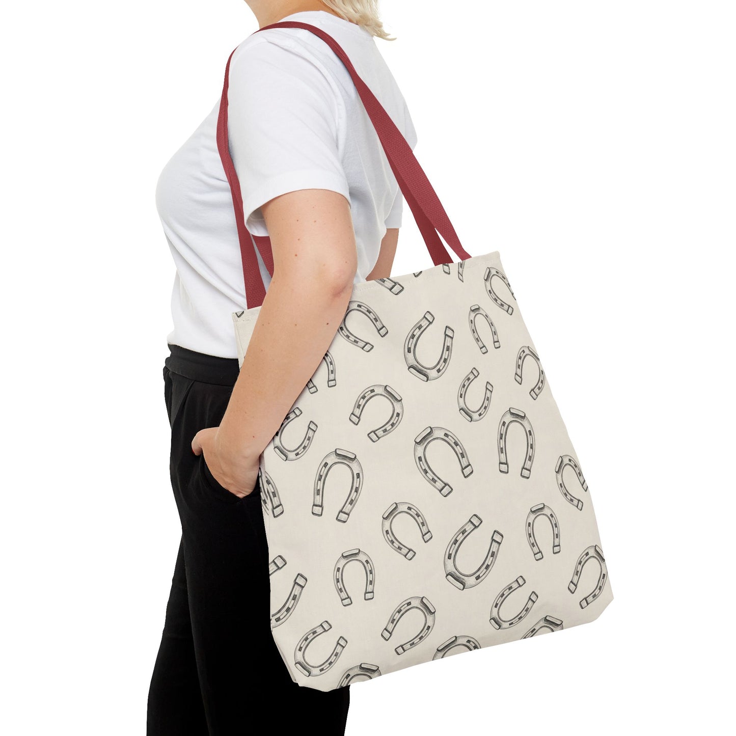 Horseshoe Pattern Tote Bag – Lucky Neutral Printed Canvas Tote