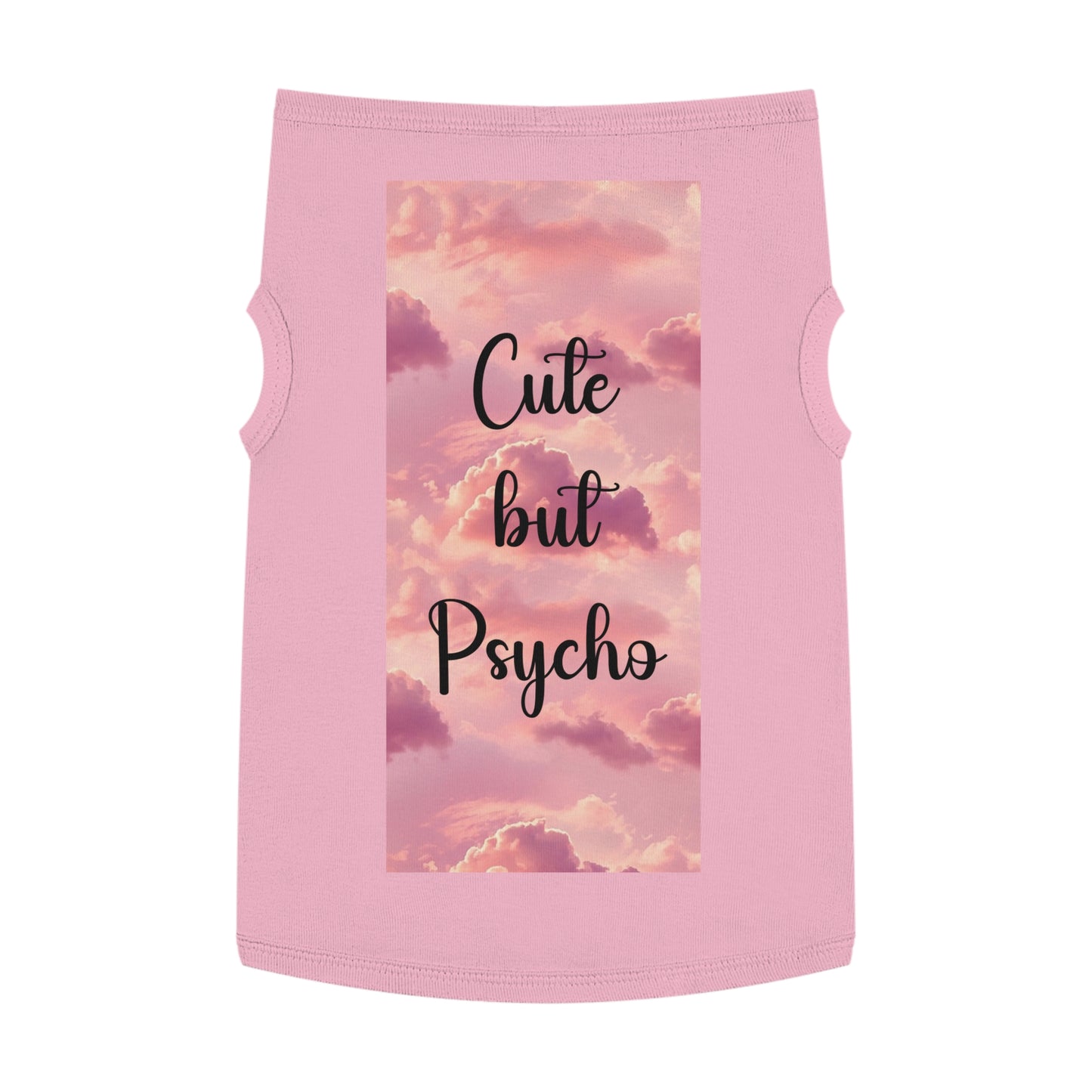 Pet Tank Top - "Cute But Psycho" Pink Cloud Graphic