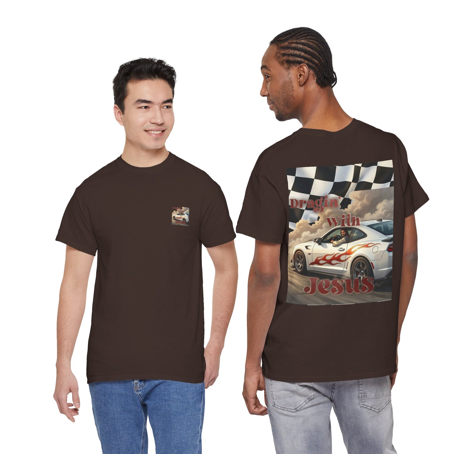 T-Shirt — "Dragin' With Jesus" Retro Racing Graphic Tee