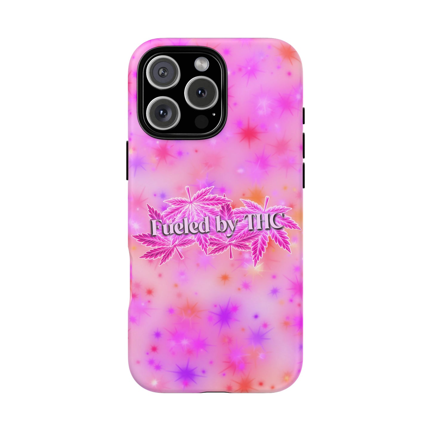 Fueled by THC Phone Case — Pink Cannabis Leaf Protective Case