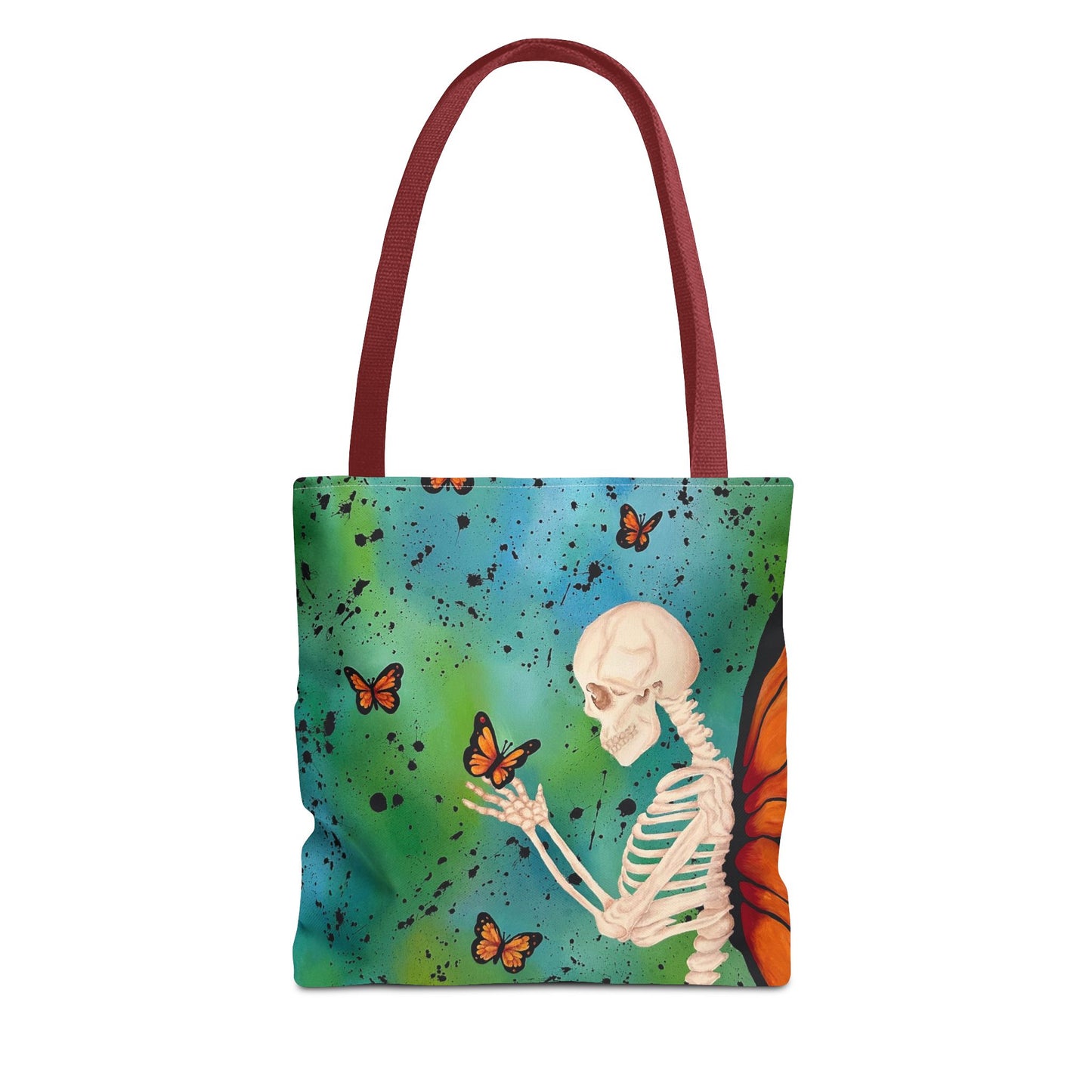 Skeleton & Monarch Tote Bag – Butterfly Skull Art Tote