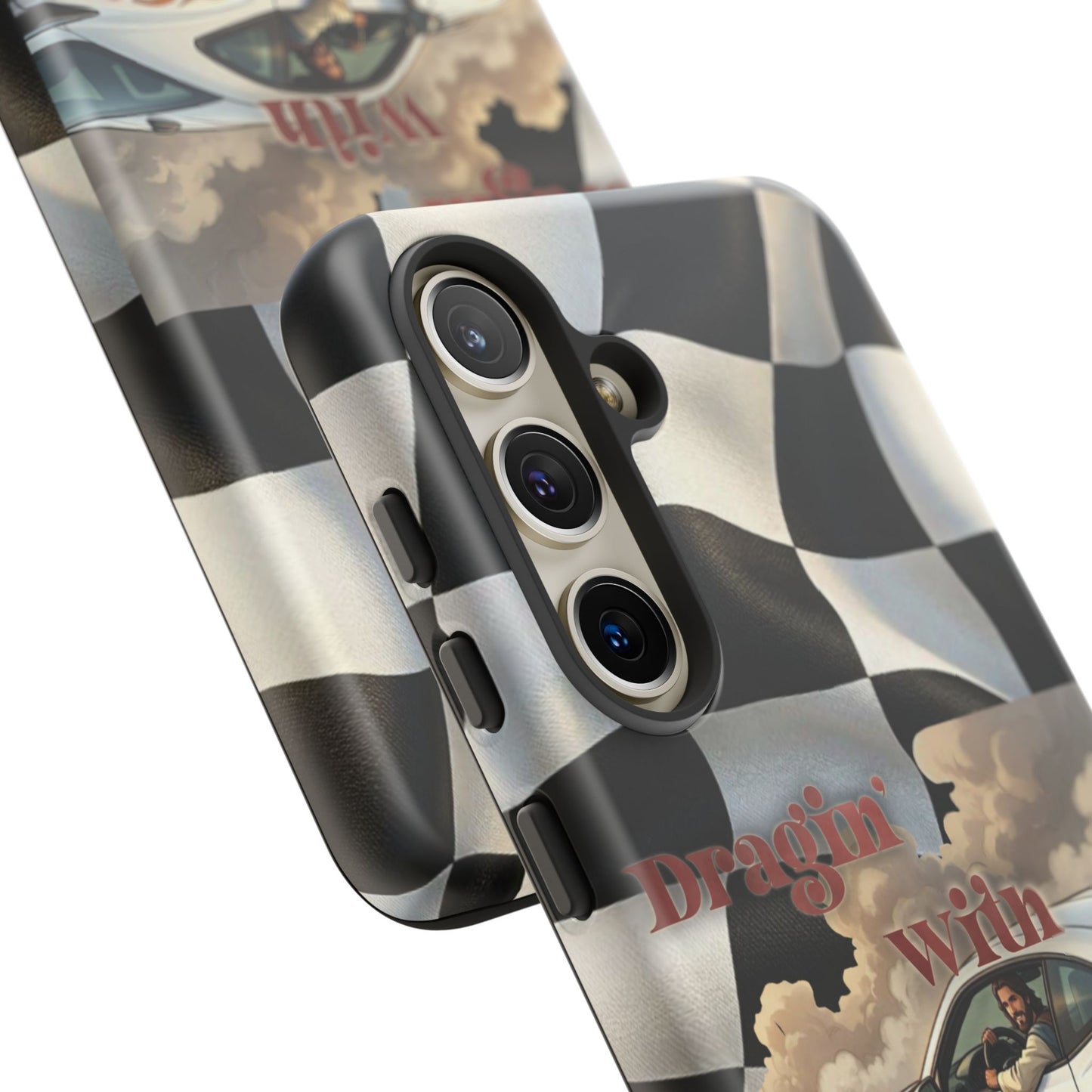 Phone Case — "Dragin' With Jesus" Racing Checkered flag - Samsung / Google phones