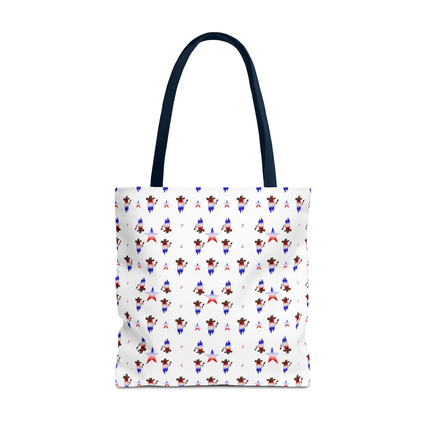 Patriotic Ghost Pattern Tote Bag – Red White Blue All-Over Print