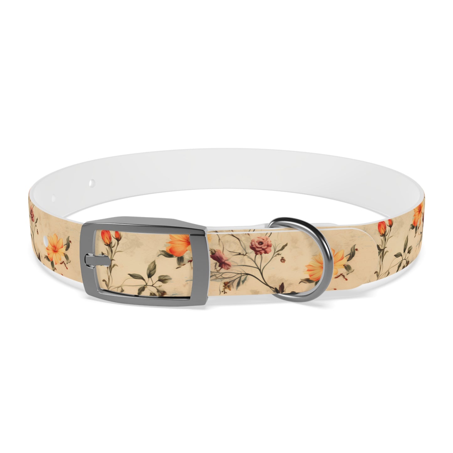 Floral Vintage Dog Collar – Peach Rose Print Pet Collar