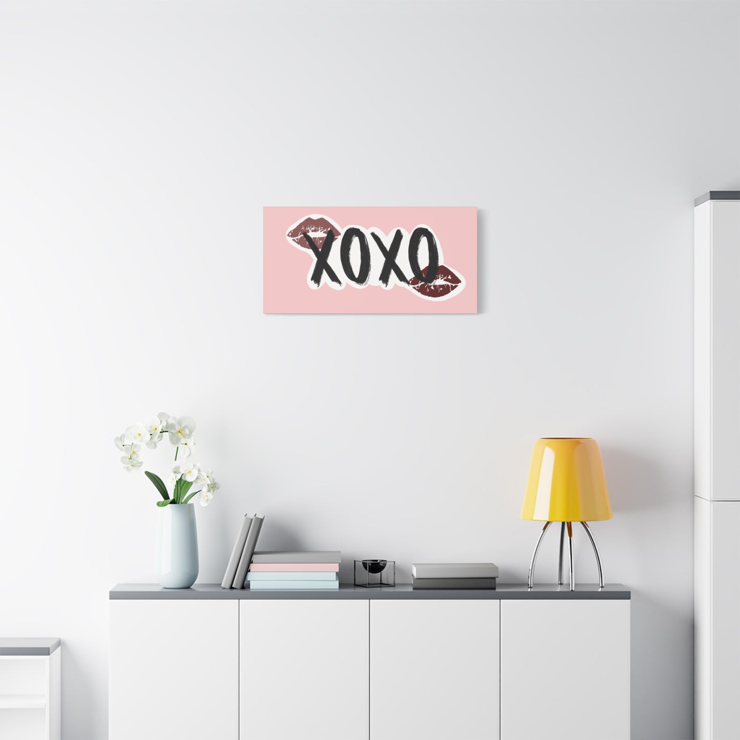 XOXO Kiss Wall Canvas — Pink Romantic Home Décor for Valentine’s Day
