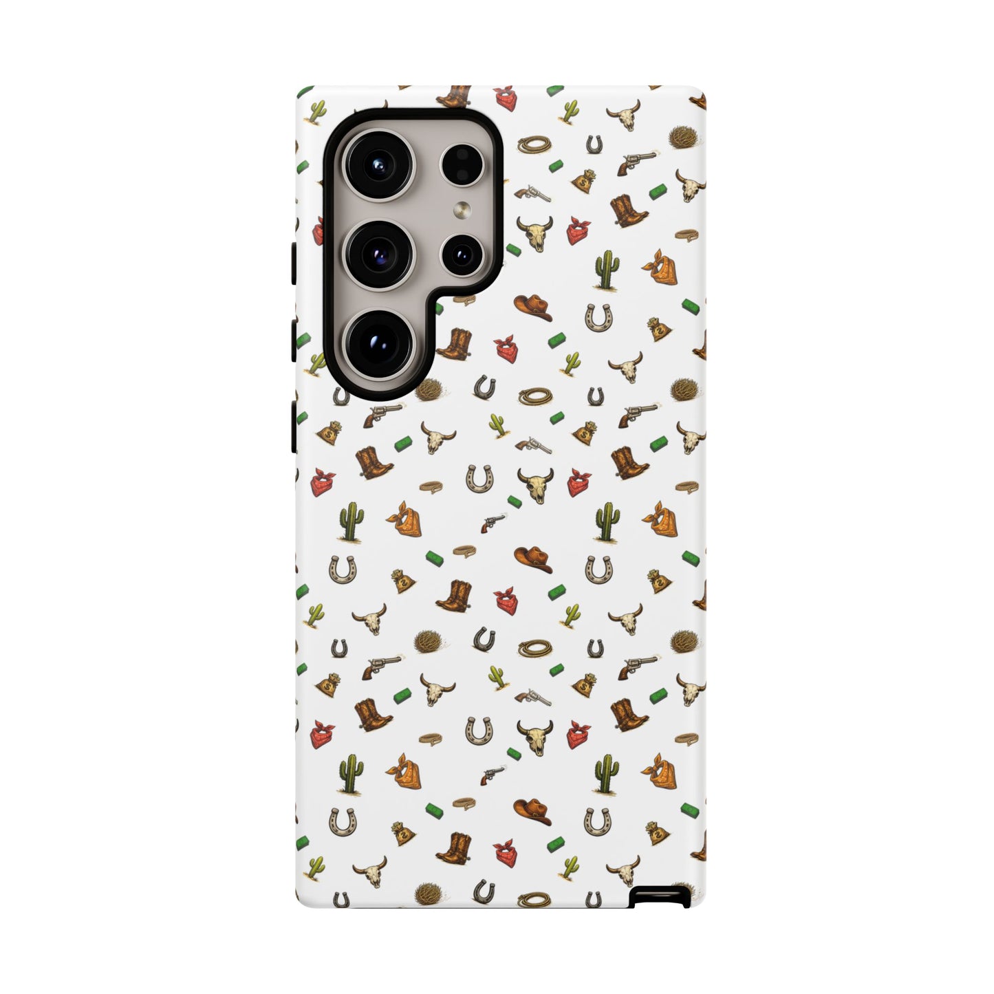 Western Pattern Phone Case — Cowboy Boots, Hats, Horseshoes & Cactus Tough Case