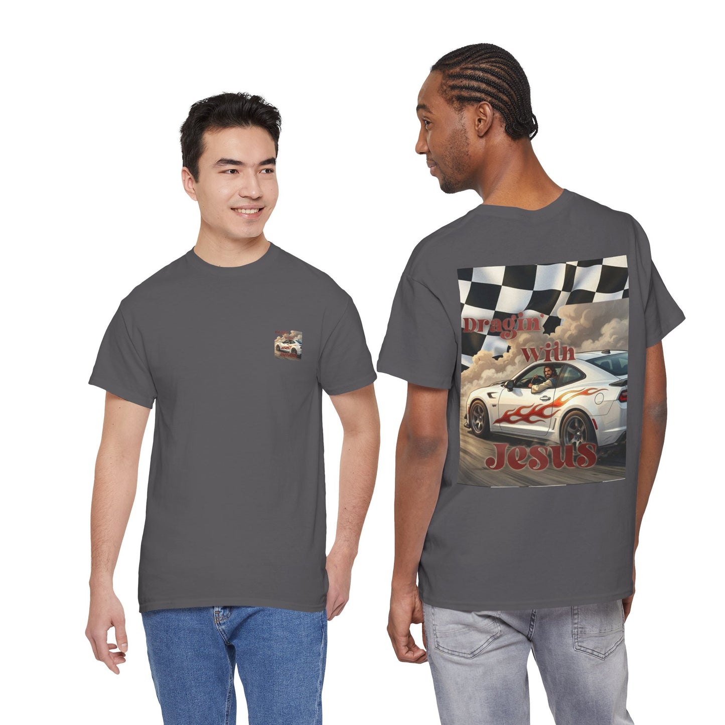 T-Shirt — "Dragin' With Jesus" Retro Racing Graphic Tee