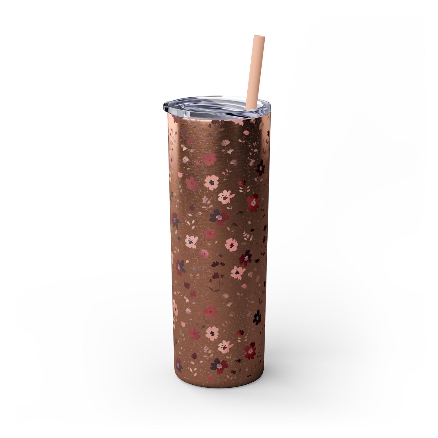 Floral Skinny Tumbler 20oz – Pink Blossom Straw Cup