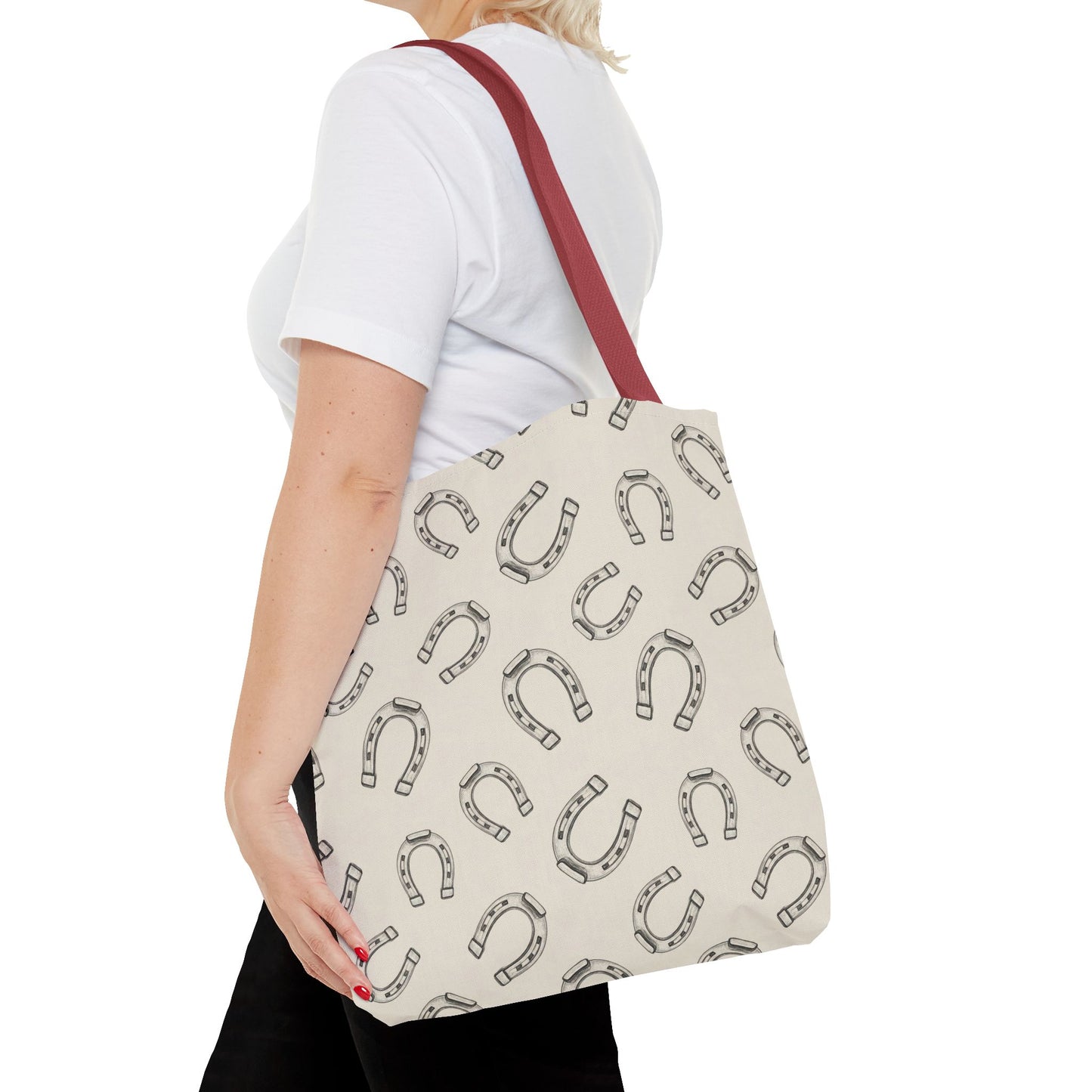 Horseshoe Pattern Tote Bag – Lucky Neutral Printed Canvas Tote