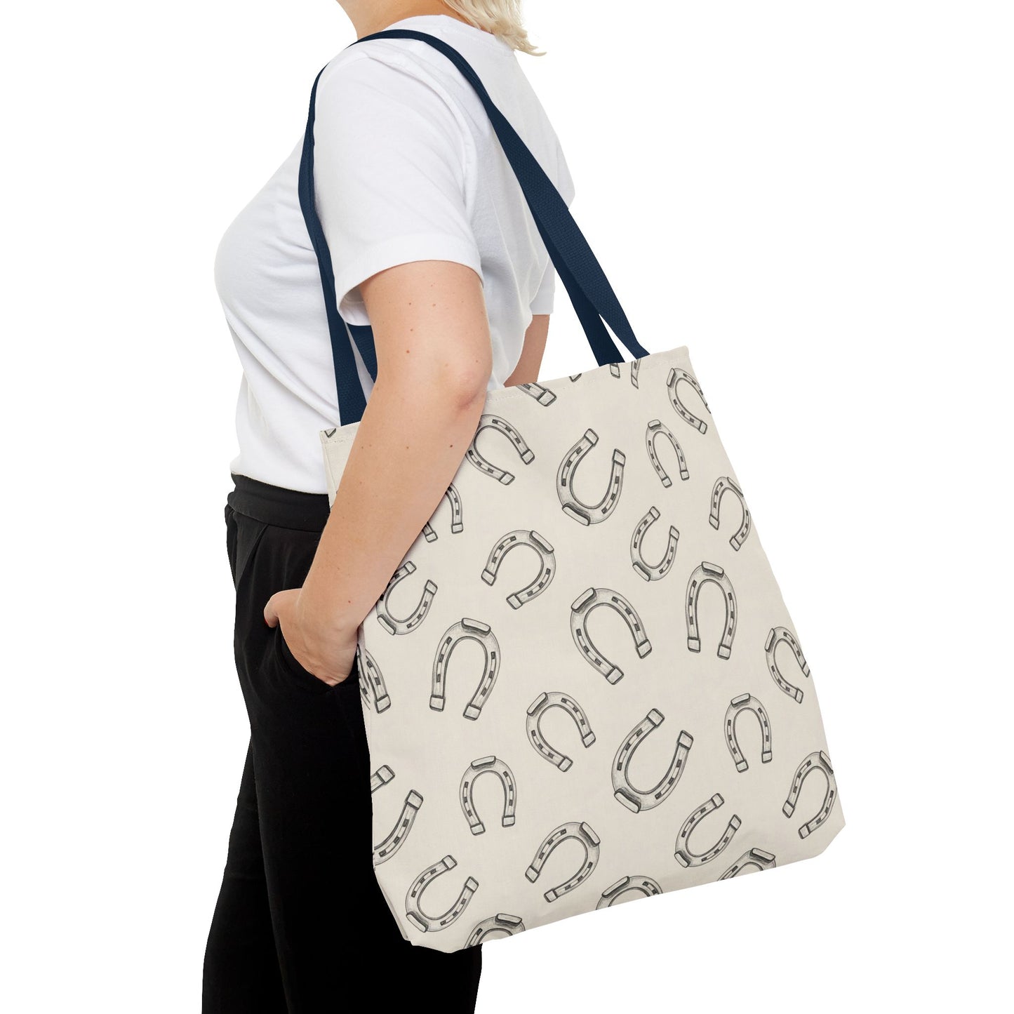 Horseshoe Pattern Tote Bag – Lucky Neutral Printed Canvas Tote