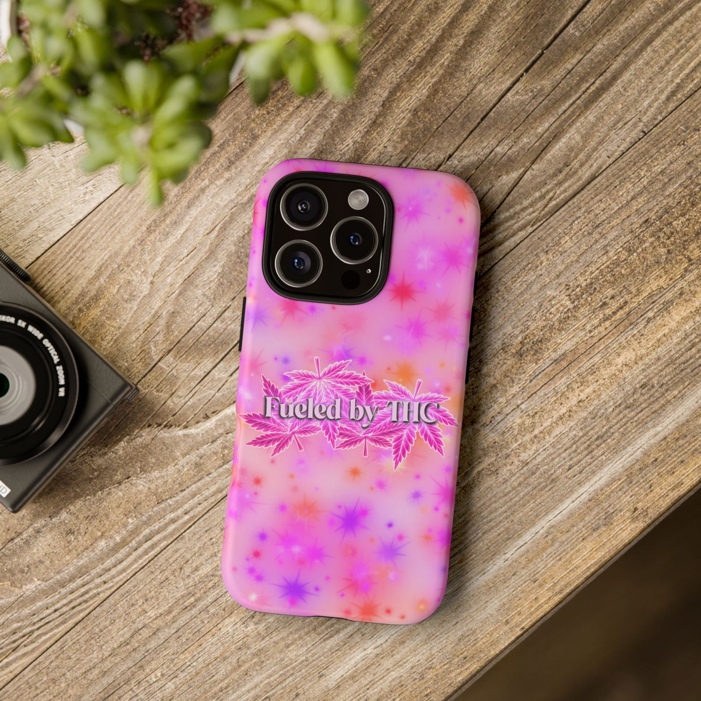 Fueled by THC Phone Case — Pink Cannabis Leaf Protective Case