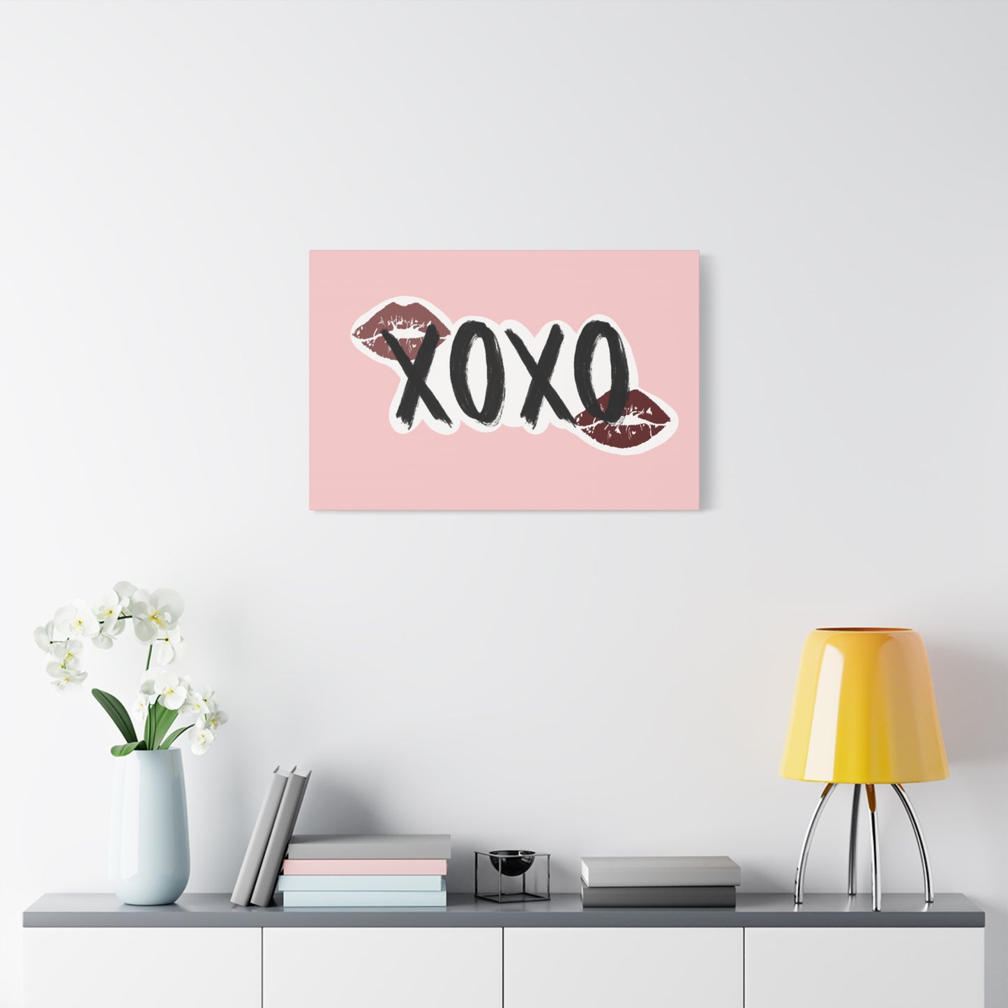 XOXO Kiss Wall Canvas — Pink Romantic Home Décor for Valentine’s Day