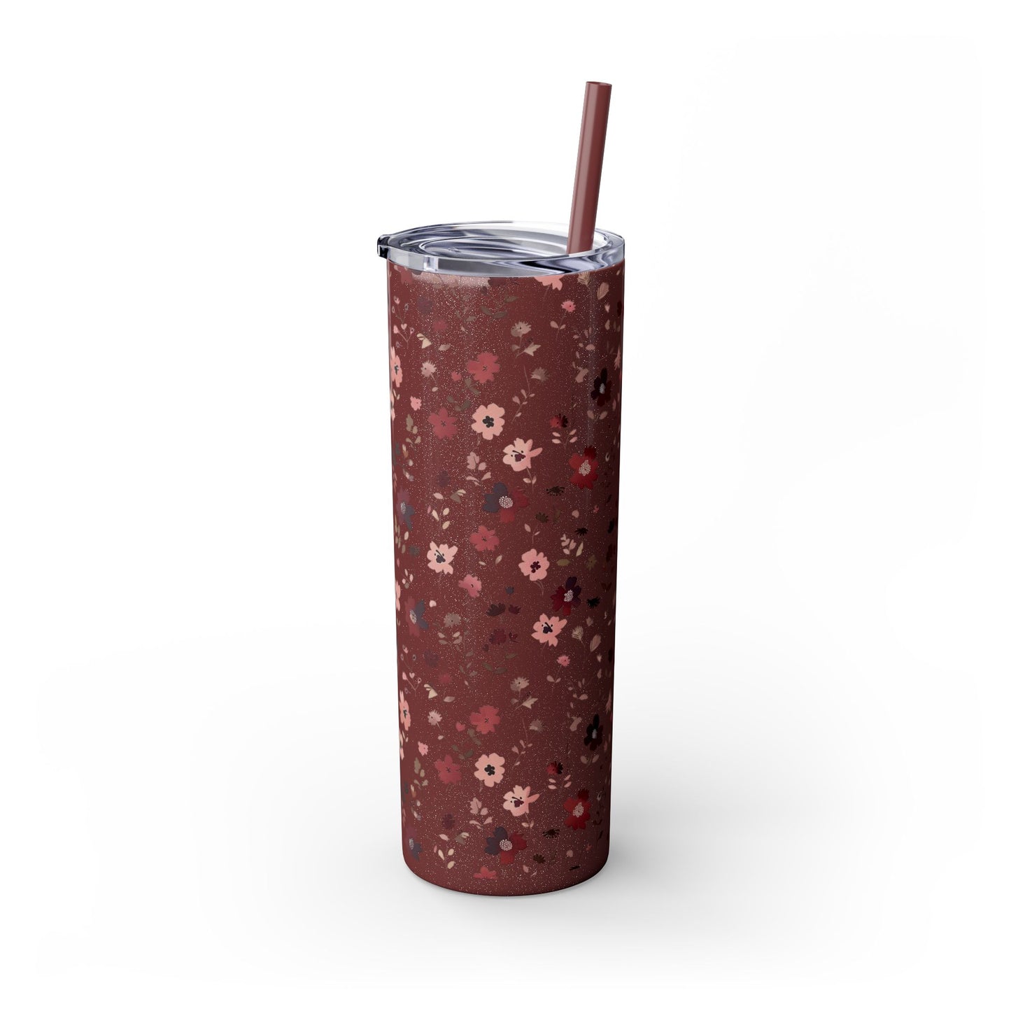 Floral Skinny Tumbler 20oz – Pink Blossom Straw Cup