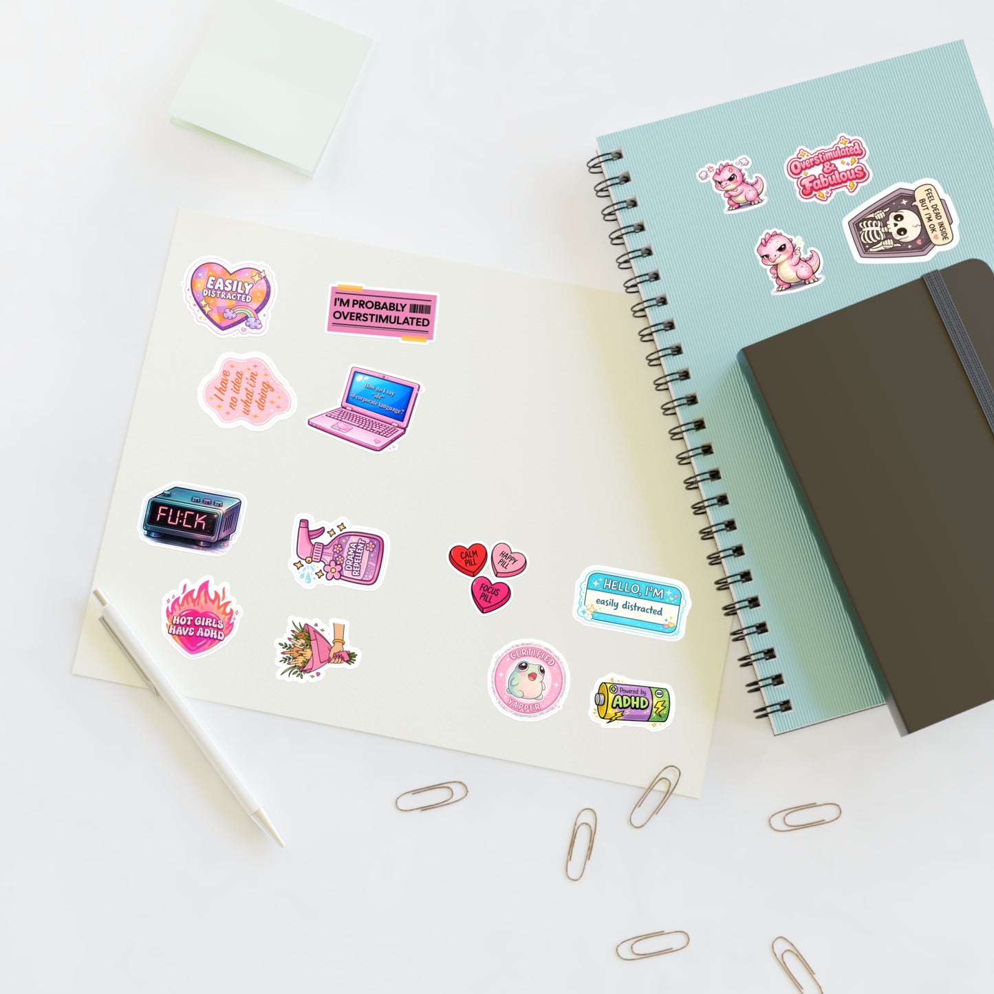 Cute Pink Mental Health & ADHD Sticker Sheet