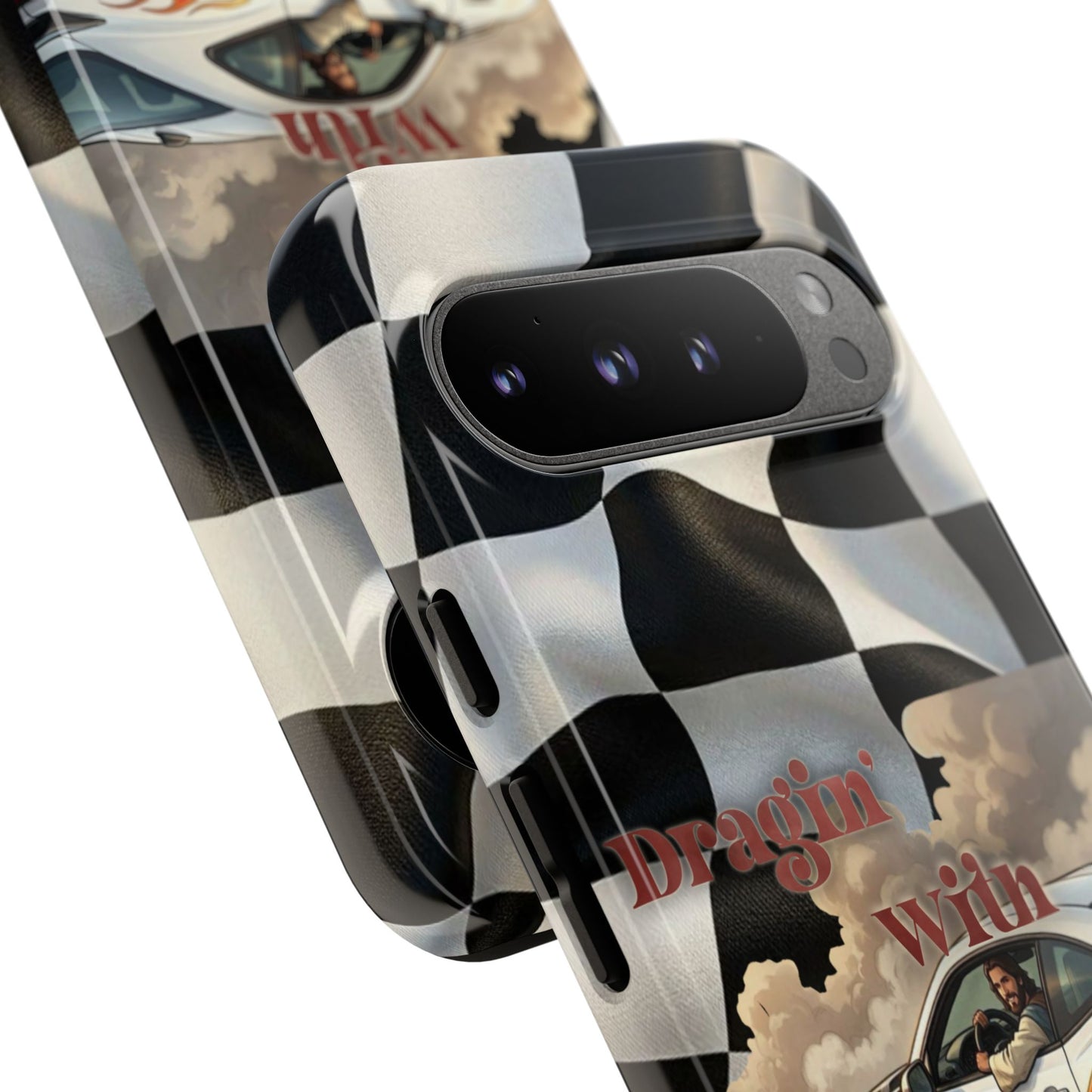 Phone Case — "Dragin' With Jesus" Racing Checkered flag - Samsung / Google phones