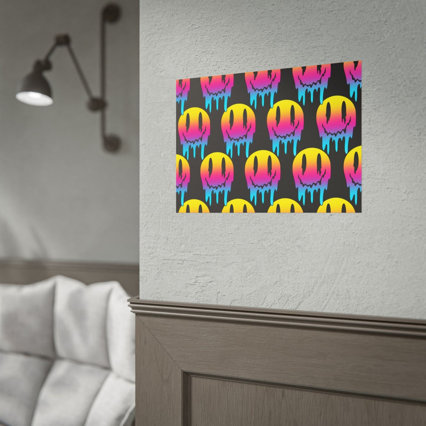 Neon Drip Smiley Poster