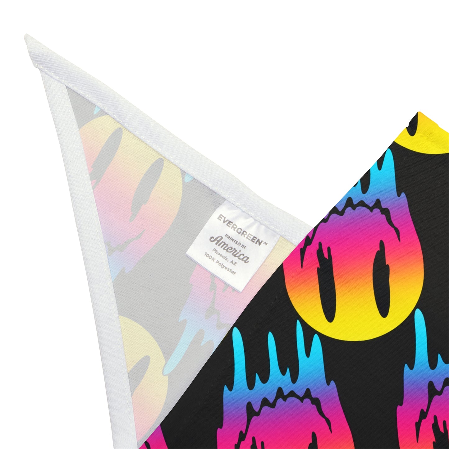 Pet Bandana — Neon Dripping Smiley Pattern