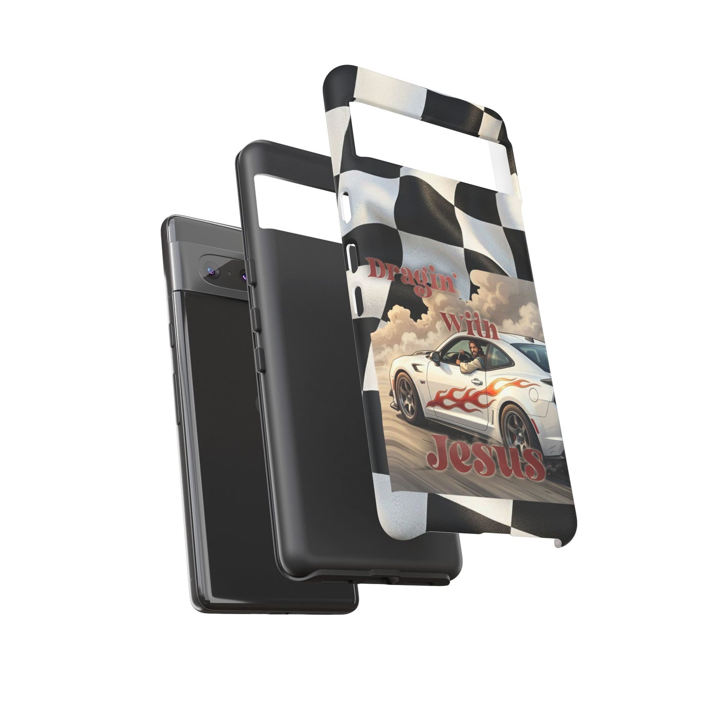 Phone Case — "Dragin' With Jesus" Racing Checkered flag - Samsung / Google phones
