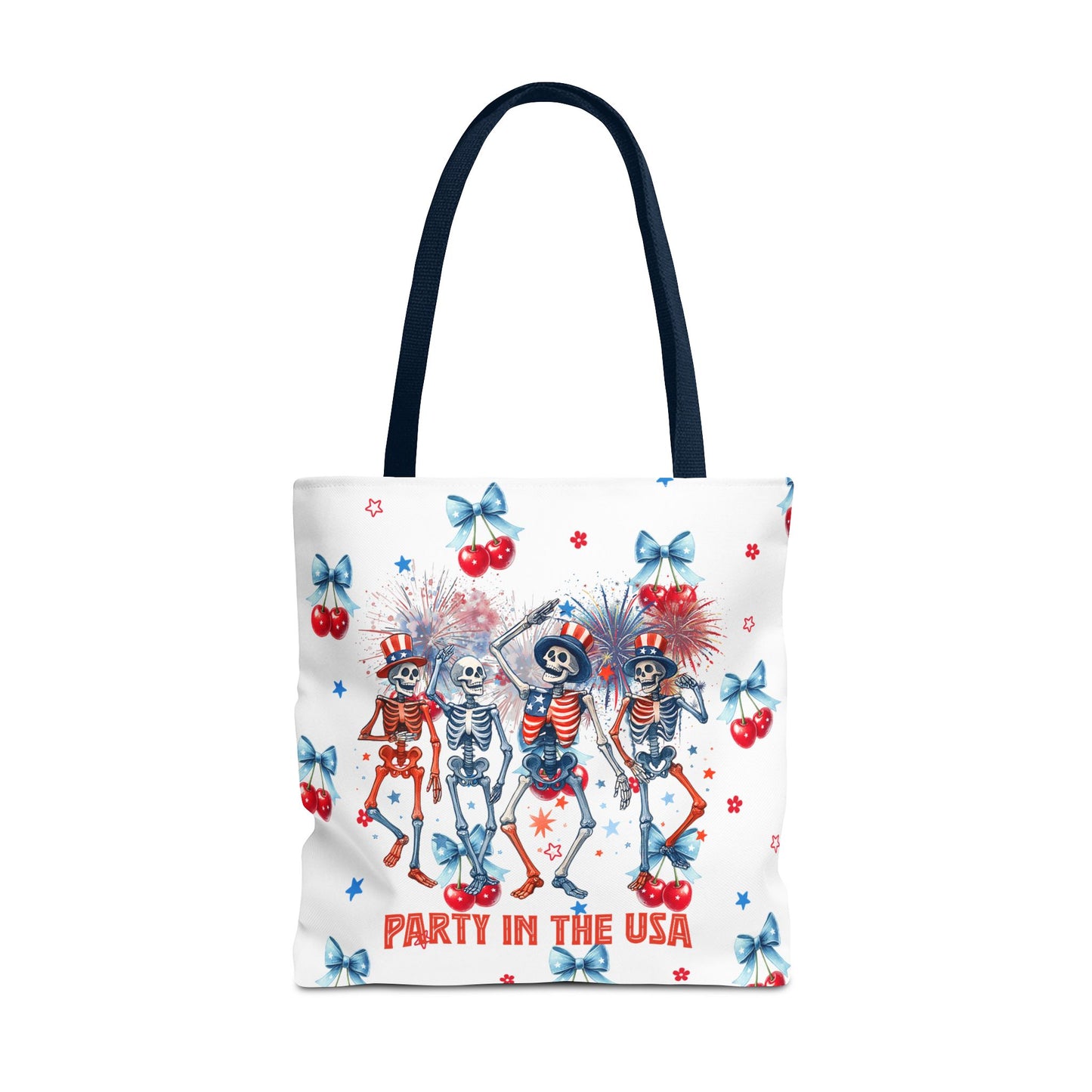 Patriotic Skeletons Tote Bag — "Party in the USA" 4th of July All-Over Print