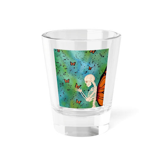 Butterfly Skeleton Shot Glass — Gothic Floral 1.5oz Shooter