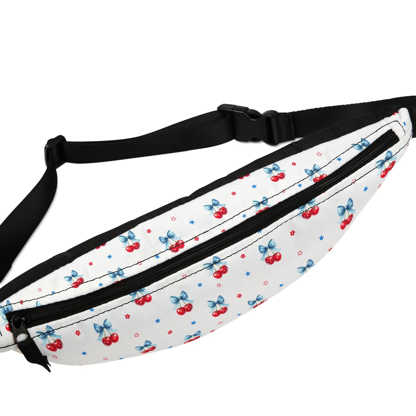 Cherry Pattern Fanny Pack — Retro Fruit Waist Bag