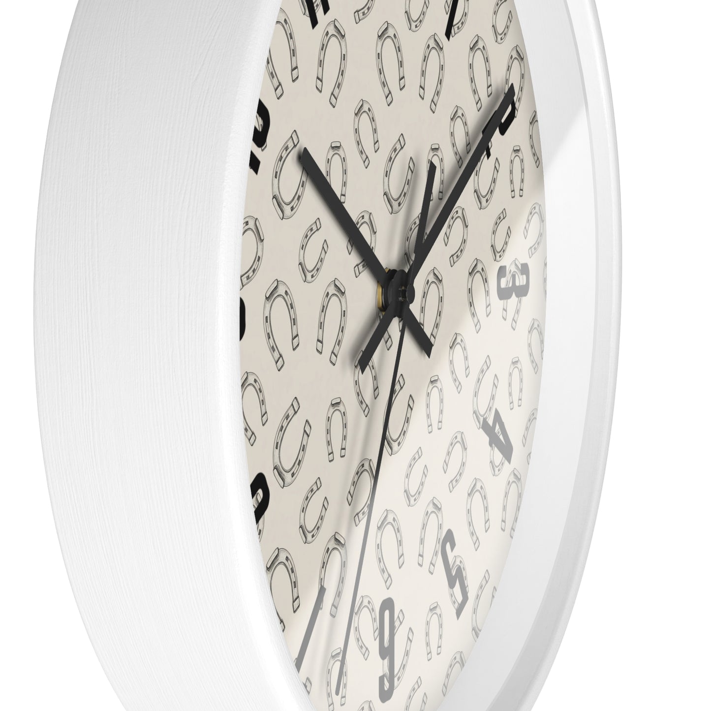 Horseshoe Pattern Wall Clock — Rustic Farmhouse Timepiece for Equestrian Lovers