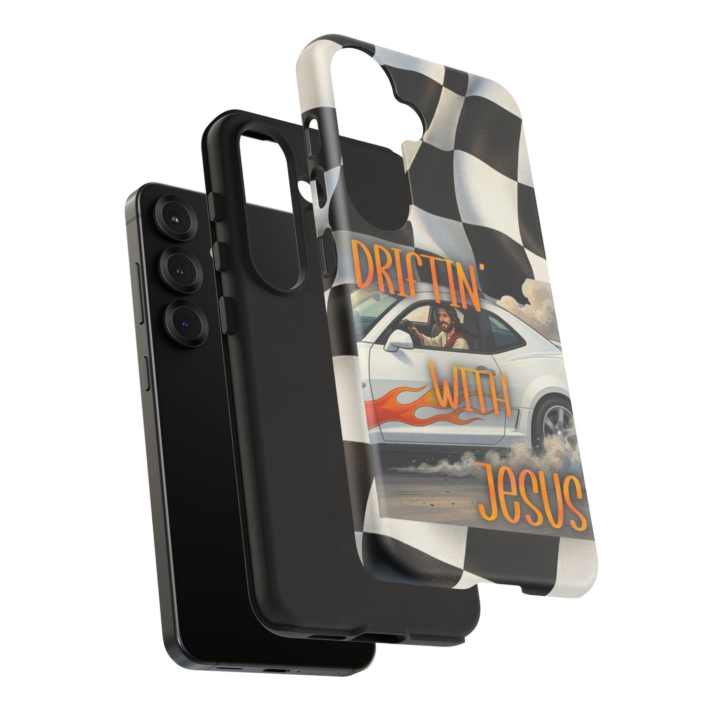 Phone Case — "Driftin' With Jesus" Racing Crosscheck Design - Samsung/ Google phones