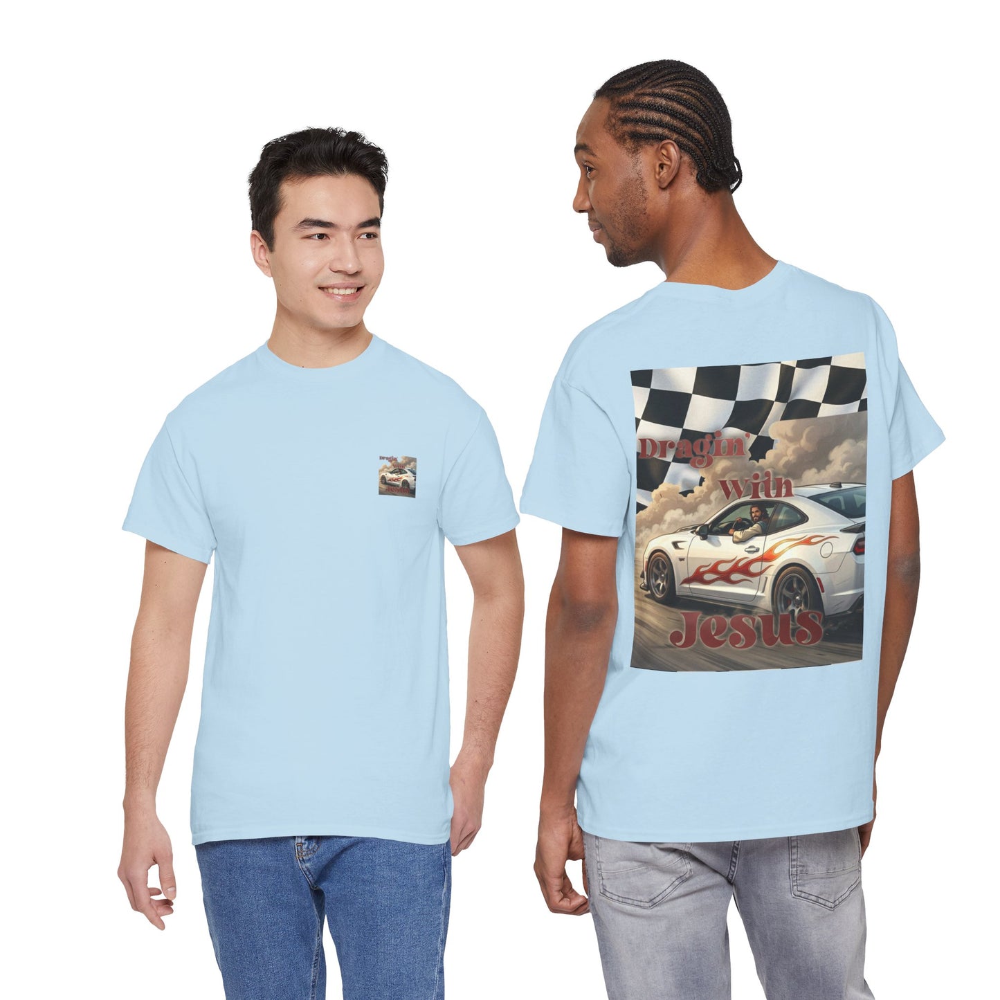 T-Shirt — "Dragin' With Jesus" Retro Racing Graphic Tee