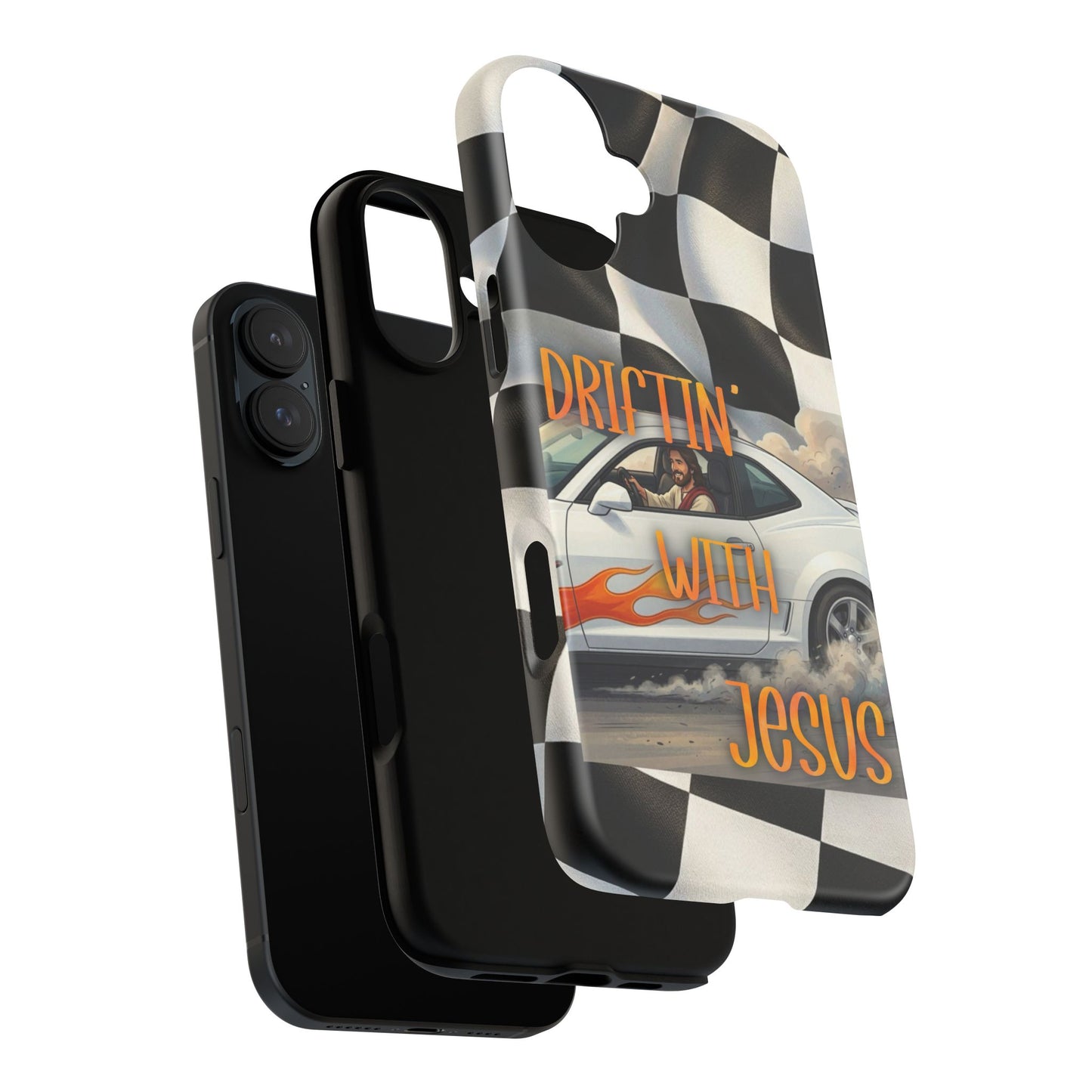 Phone Case — "Driftin' with Jesus" Racing Flag Design- iPhone