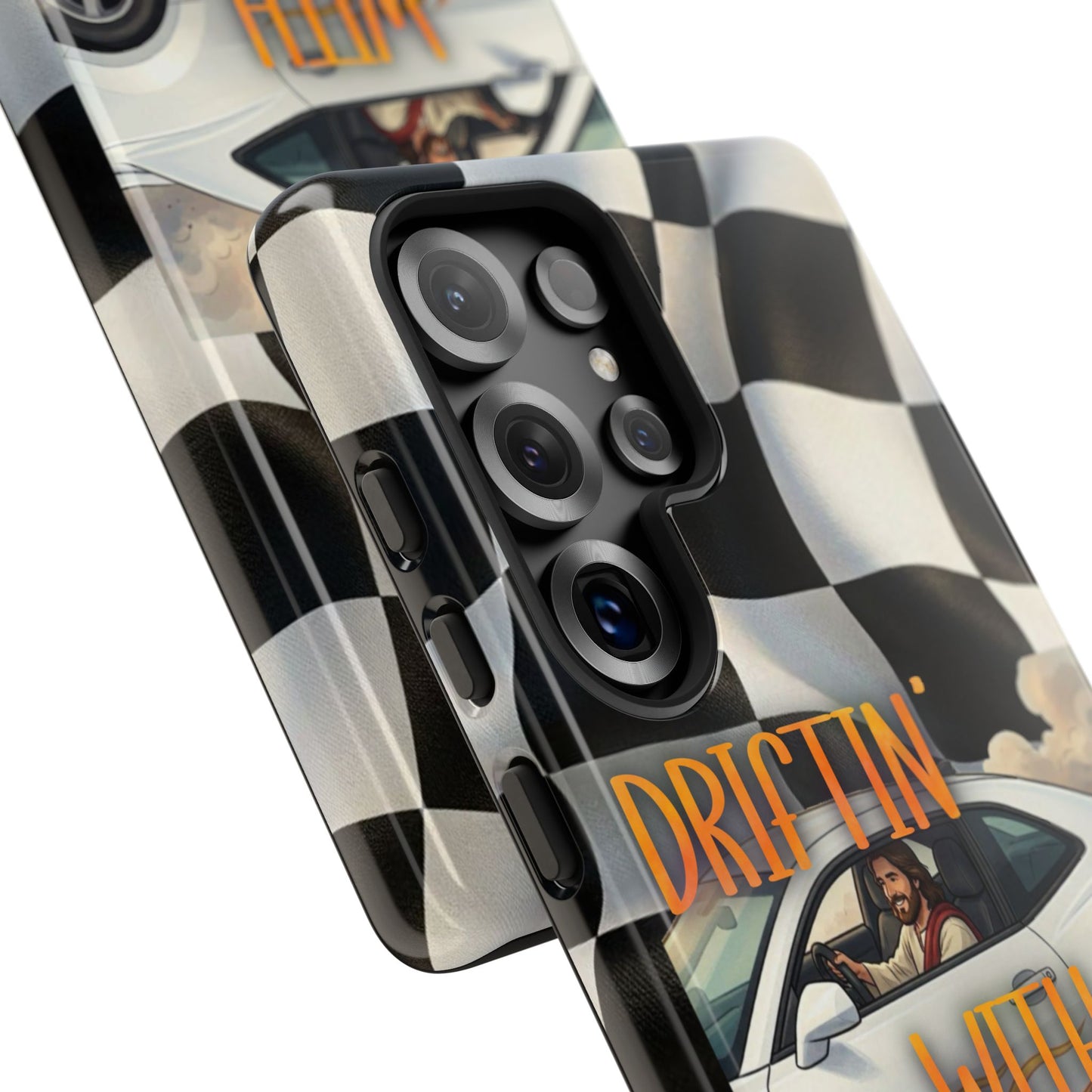 Phone Case — "Driftin' With Jesus" Racing Crosscheck Design - Samsung/ Google phones