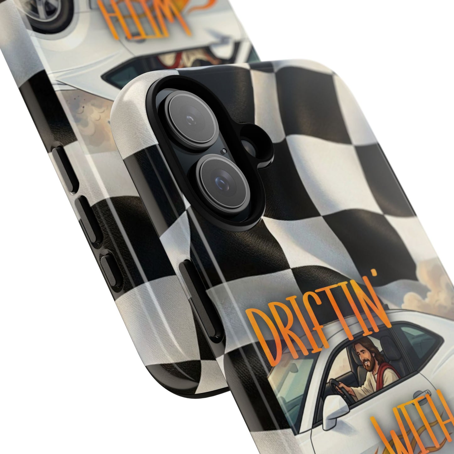 Phone Case — "Driftin' with Jesus" Racing Flag Design- iPhone